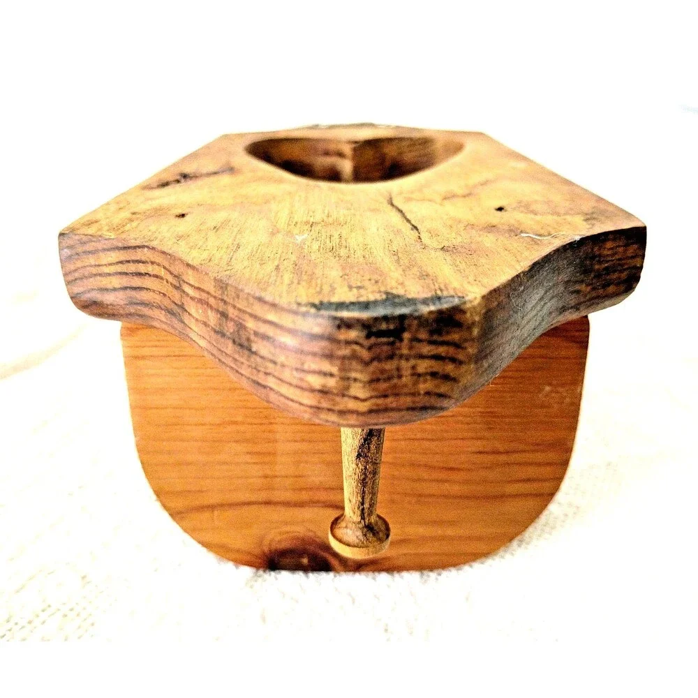 Vintage Pine Wood Peg Shelf with Heart Cutout Handmade Wall Hang Country Rustic